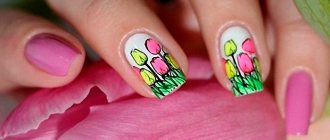 manicure with tulips