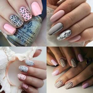 Gray and pink manicure - ideas for beautiful designs with photos