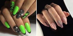 manicure with rhinestones 2022 for long nails