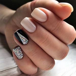 Manicure with rhinestones 2022: for long and short nails photo No76