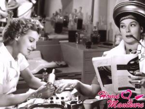manicure in a mid-20th century beauty salon