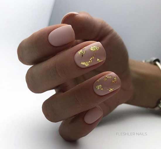 Matte nude with gold glitter accents