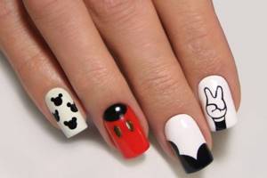 Микки Маус на ногтях. Дизайн, фото, рисунки