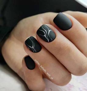 Minimalistic matte black manicure short length