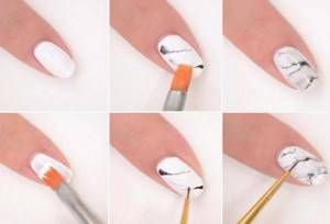 Marble manicure with brush