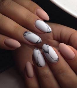Marble manicure on almond shaped nails