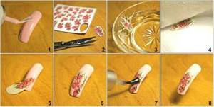 Water-based nail stickers. How to print, use, glue under gel, on varnish, shellac 