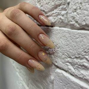 Extended nails with kamifubiki and glitter