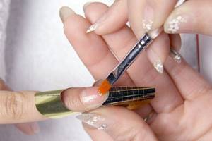 Gel nail extension on form