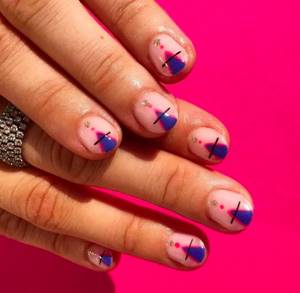 New nail design in the photo - abstract shapes