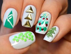 New Year&#39;s manicure with decorative elements