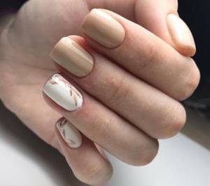 Nude manicure with white