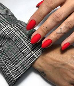 Plain matte red manicure