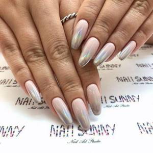 Ombre nails with rubbing - photo