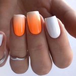 orange white manicure