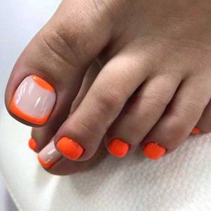 French pedicure in neon shades
