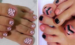 pink and black pedicure
