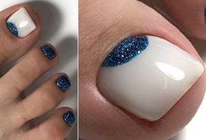 Pedicure with a combination of white and other shades