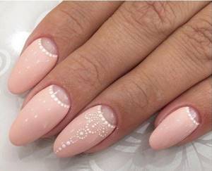 Peach French, moon manicure