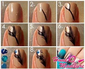 step by step instructions for manicure with feathers