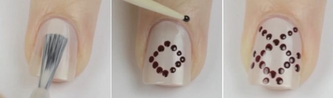 Look at the photo on how to make this nail design for beginners step by step.