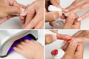 Dry your nails under a UV lamp for the required amount of time.