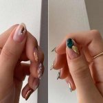 Transparent manicure with design