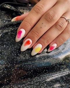Rainbow manicure for extended nails
