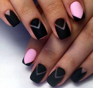 Variety of black matte manicure with photos