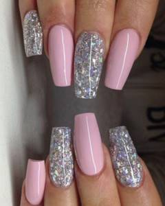 pink silver manicure