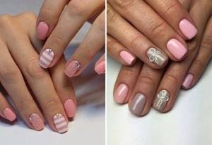 Pink manicure with sparkles and rhinestones. Photos of delicate design, fashion trends 2022 
