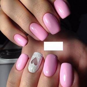 Pink manicure with heart