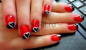 Hearts on nails using a brush