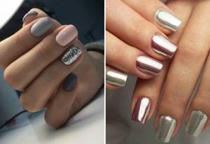 silver manicure for short nails