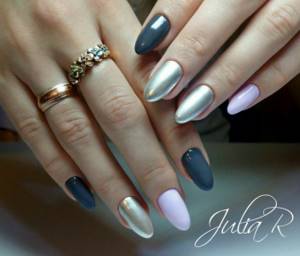 Gray manicure with silver