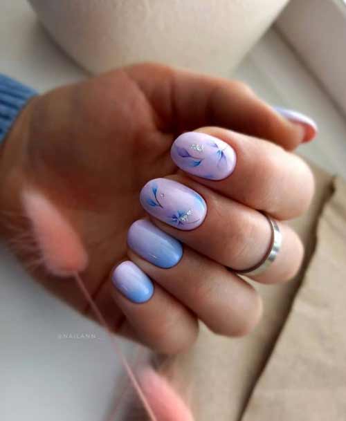 Lilac-blue manicure
