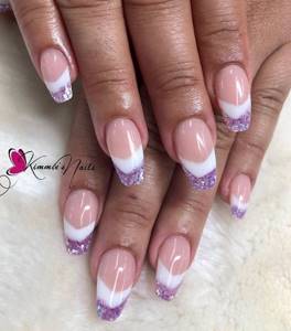 lilac glitter on nails