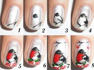 bullfinch on nails step by step