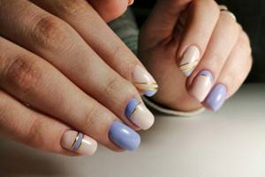 Light manicure with ribbons