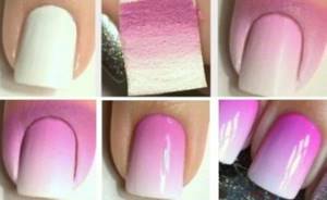 Ombre technique on nails with a sponge (photo)