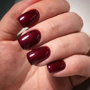 Dark red shades of manicure