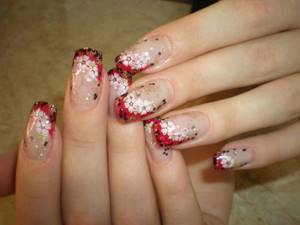 Option for floral manicure using Chinese technique