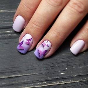 Spring manicure with butterflies
