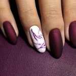wine manicure with design for long nails