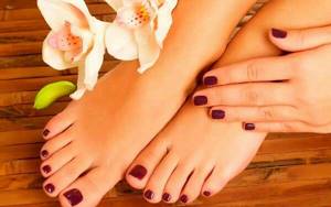 Bright manicure and pedicure for beautiful nails