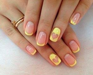 yellow french manicure