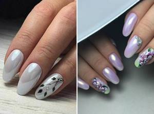 pearl manicure with pattern